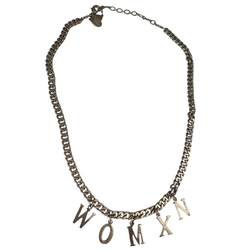 ‘WOMXN’ Silver Choker Chain Necklace